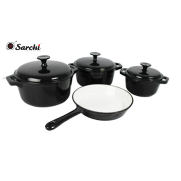 4 pieces Cast iron cookware set enameled